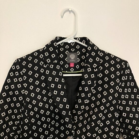 NEW NWT VINCE CAMUTO Desert Horizons Blazer Black White Geo Printed 3/4 Sleeve 2 - Picture 3 of 11